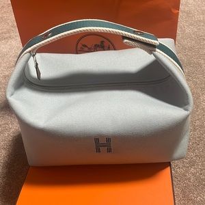 Authentic Hermes bride a brac GM 100% COTTON VANITY CASE 11 EUCALYPTUS BAG!